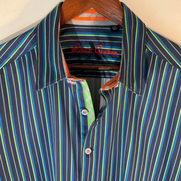 Robert Graham X Multicolor Abstract Contrasting Cuff, Large. Perfect - Picture 9 of 12